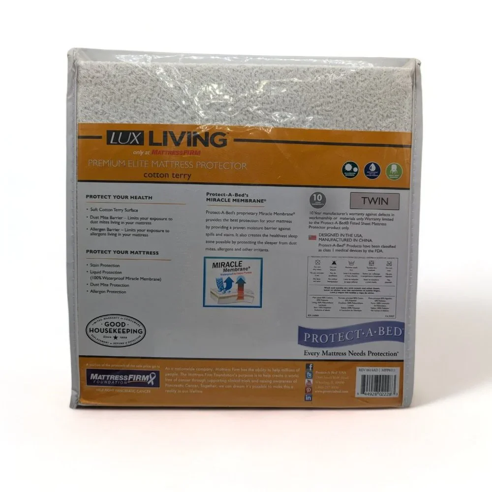 NEW Lux Living Premium Elite Twin Mattress Protector Cotton Terry Waterproof